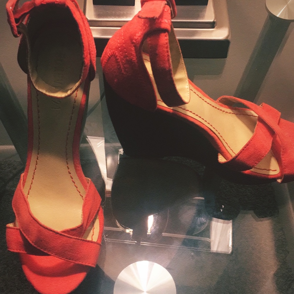 Coral Colored Wedge Shoe